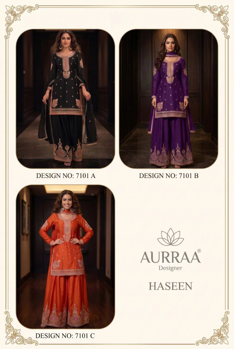 Aurraa Haseen Chinon Embroidered Salwar Kameez