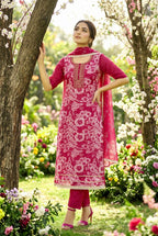 Aurraa Heer Organza Position Print And Hand Work Kurti With Bottom Dupatta