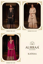 Aurraa Kathaa Chinon Embroidered Kurti With Bottom Dupatta