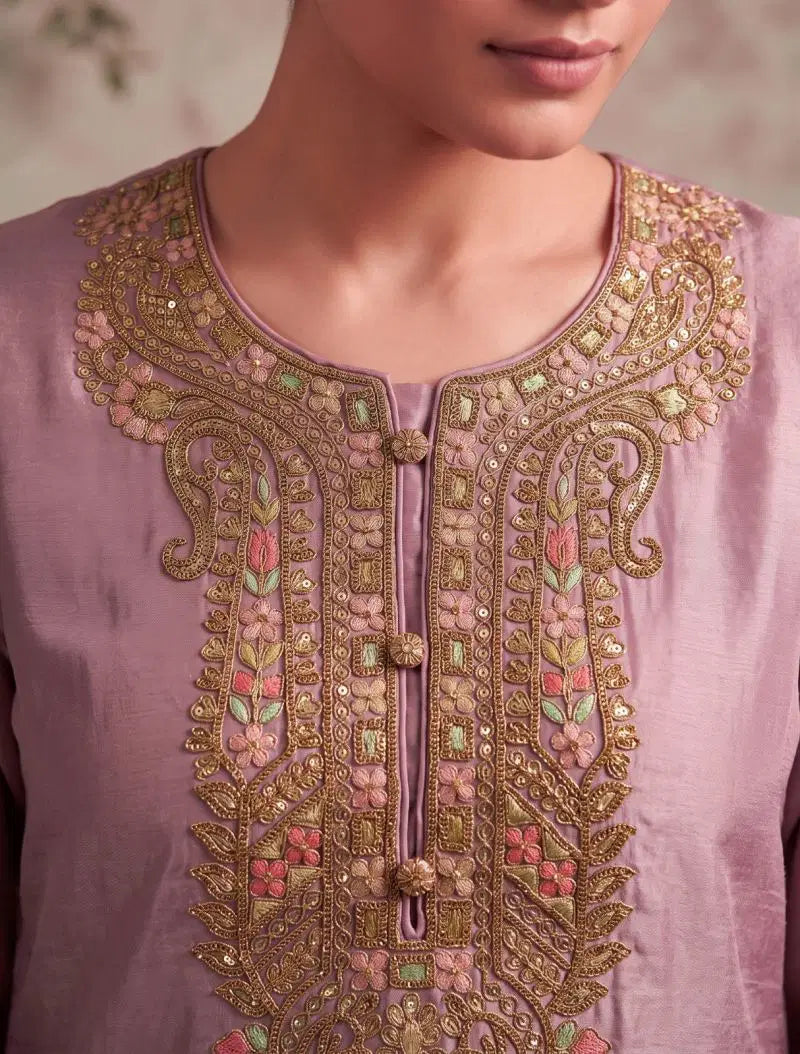 Aurraa Kiyaa Simar Silk With Daman Work Farshi Salwar Kameez