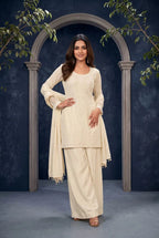 Aurraa Leena Chinon Beads Work Kurti Sharara With Dupatta Collection