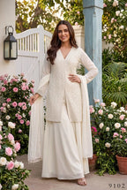Aurraa Servani Chinon Beads Work Kurti With Sharara Dupatta Collection