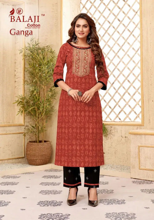 Balaji Ganga Vol 1 Cotton Printed Straight Kurtis Collection