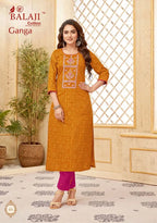 Balaji Ganga Vol 1 Cotton Printed Straight Kurtis Collection