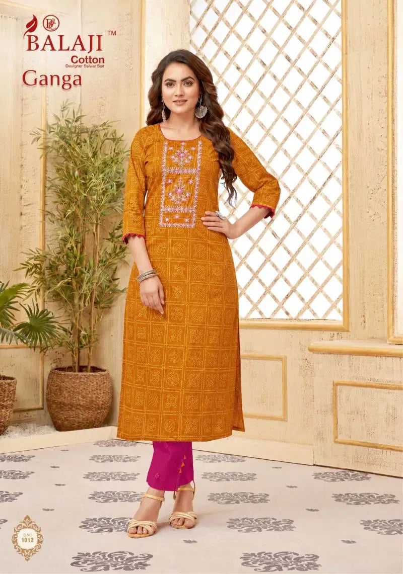 Balaji Ganga Vol 1 Cotton Printed Straight Kurtis Collection