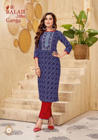 Balaji Ganga Vol 1 Cotton Printed Straight Kurtis Collection