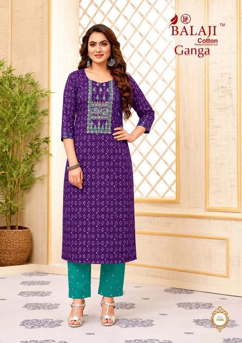 Balaji Ganga Vol 1 Cotton Printed Straight Kurtis Collection