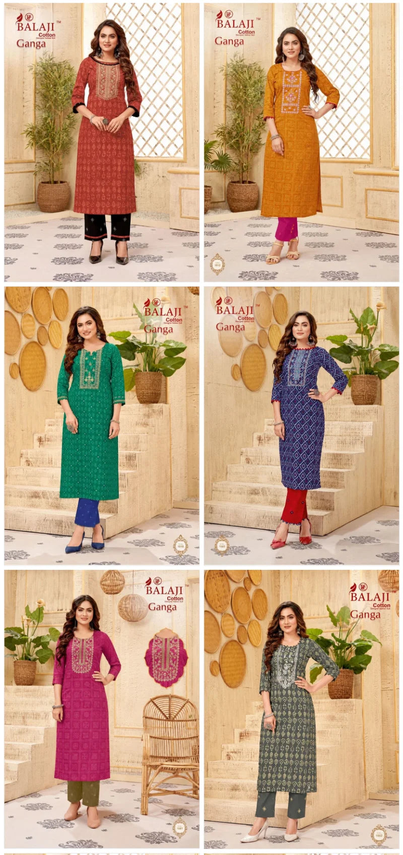 Balaji Ganga Vol 1 Cotton Printed Straight Kurtis Collection