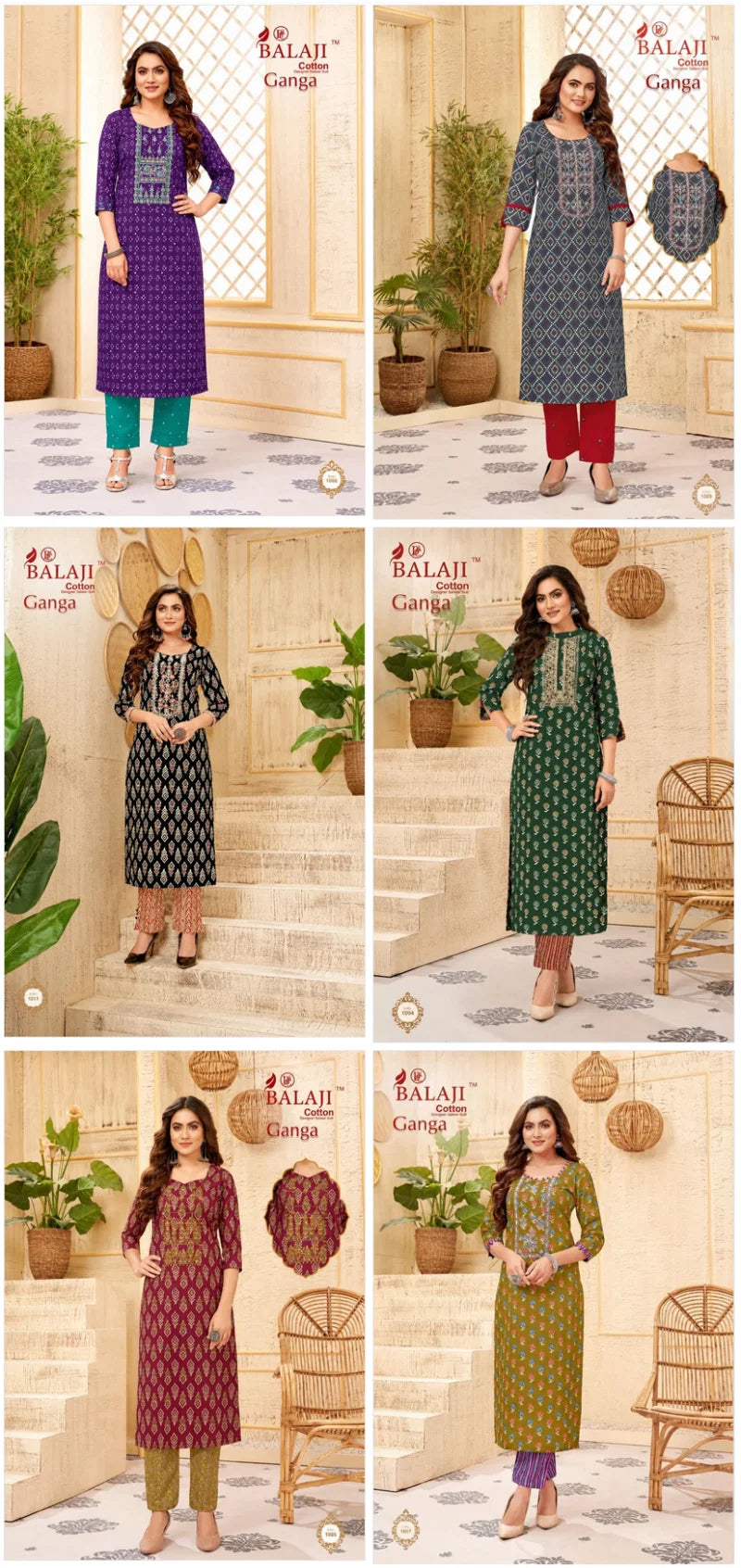 Balaji Ganga Vol 1 Cotton Printed Straight Kurtis Collection