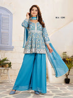 Bansira Ka 1201 Shimmer Tissue Embroidered Kurti With Bottom Dupatta