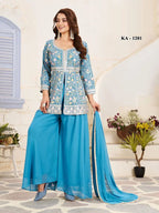 Bansira Ka 1201 Shimmer Tissue Embroidered Kurti With Bottom Dupatta