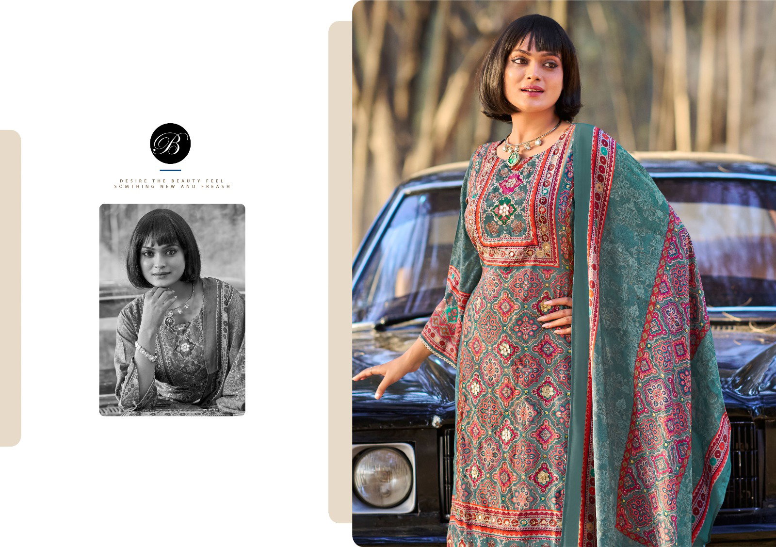 Belliza Apsara Viscose Muslin With Handwork Dress Material