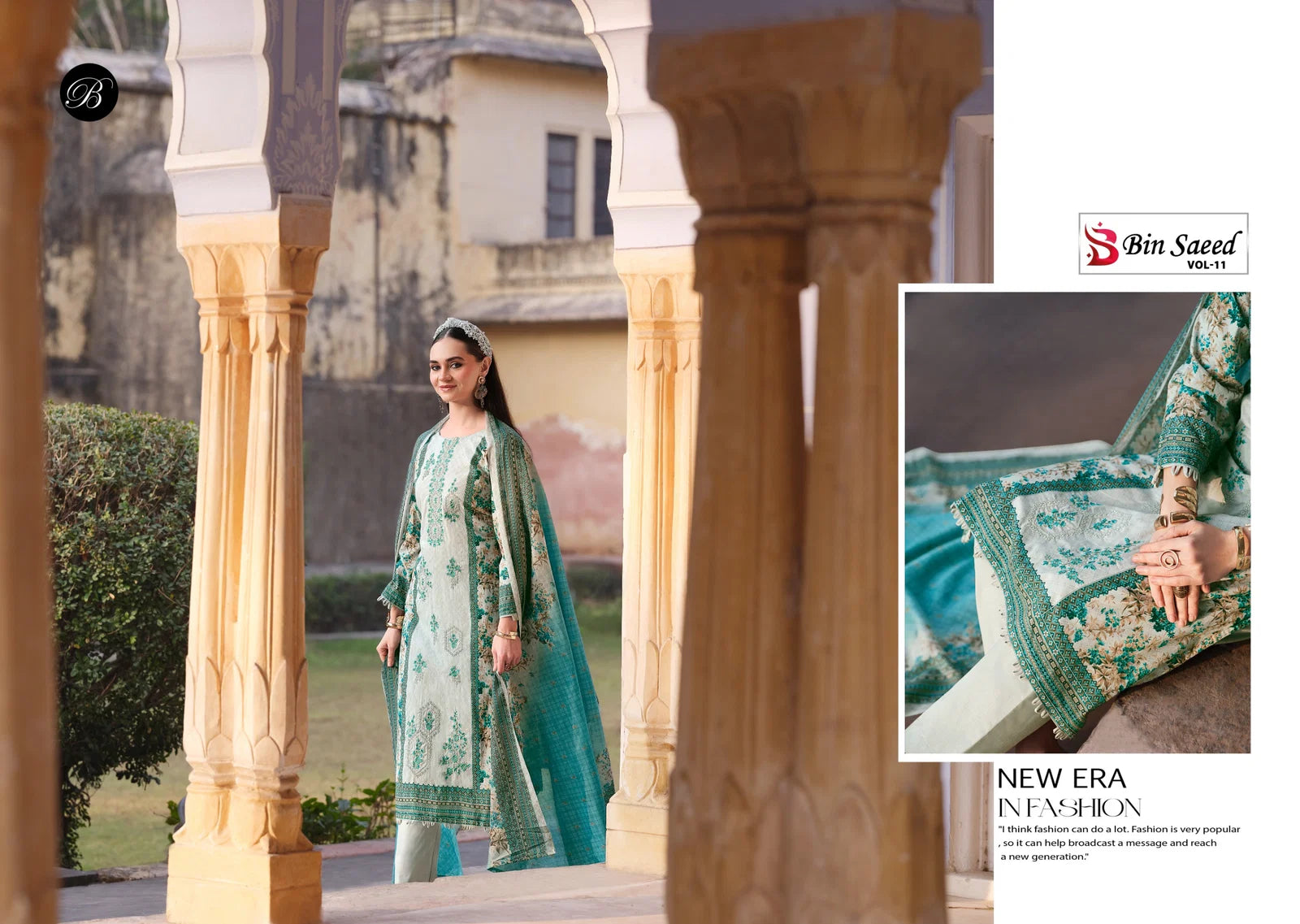 Belliza Bin Saeed Vol 11 Cotton Digital Print With Embroidery Dress Material