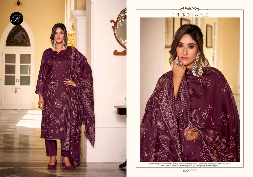 BELLIZA DESIGNER STUDIO NATASHA JAM COTTON PRINT WITH FANCY WORK SUIT