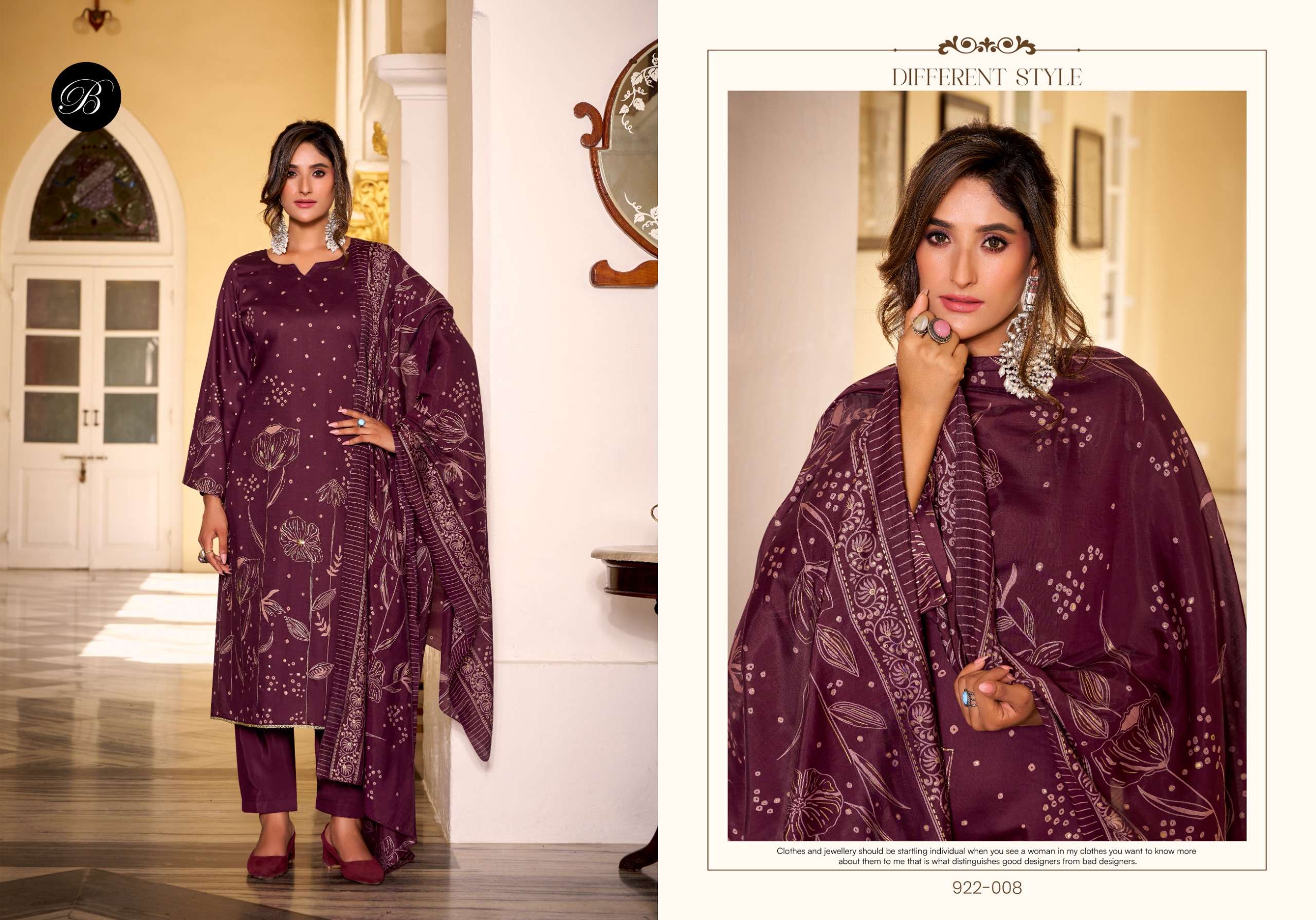 BELLIZA DESIGNER STUDIO NATASHA JAM COTTON PRINT WITH FANCY WORK SUIT