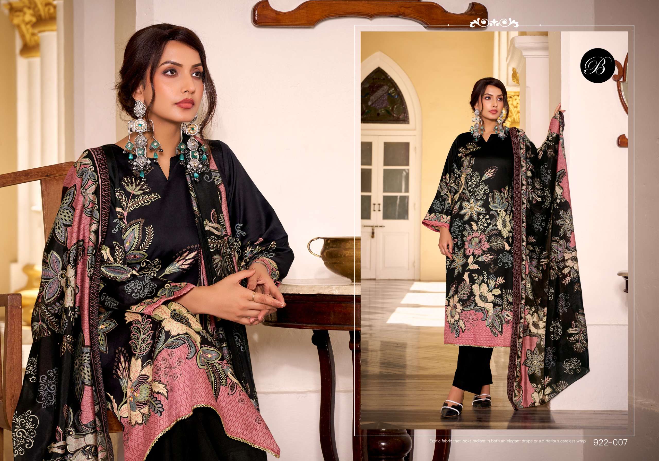 BELLIZA DESIGNER STUDIO NATASHA JAM COTTON PRINT WITH FANCY WORK SUIT