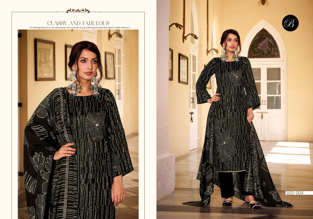 BELLIZA DESIGNER STUDIO NATASHA JAM COTTON PRINT WITH FANCY WORK SUIT
