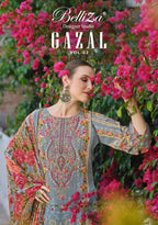 Belliza Gazal 961 Crepe With Self Embroidery Worked Dress Material Collection