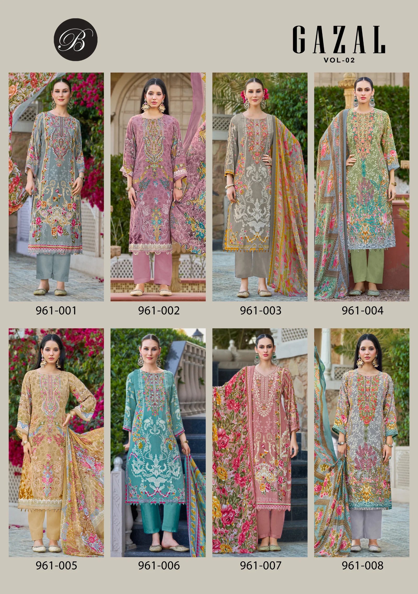 Belliza Gazal 961 Crepe With Self Embroidery Worked Dress Material Collection