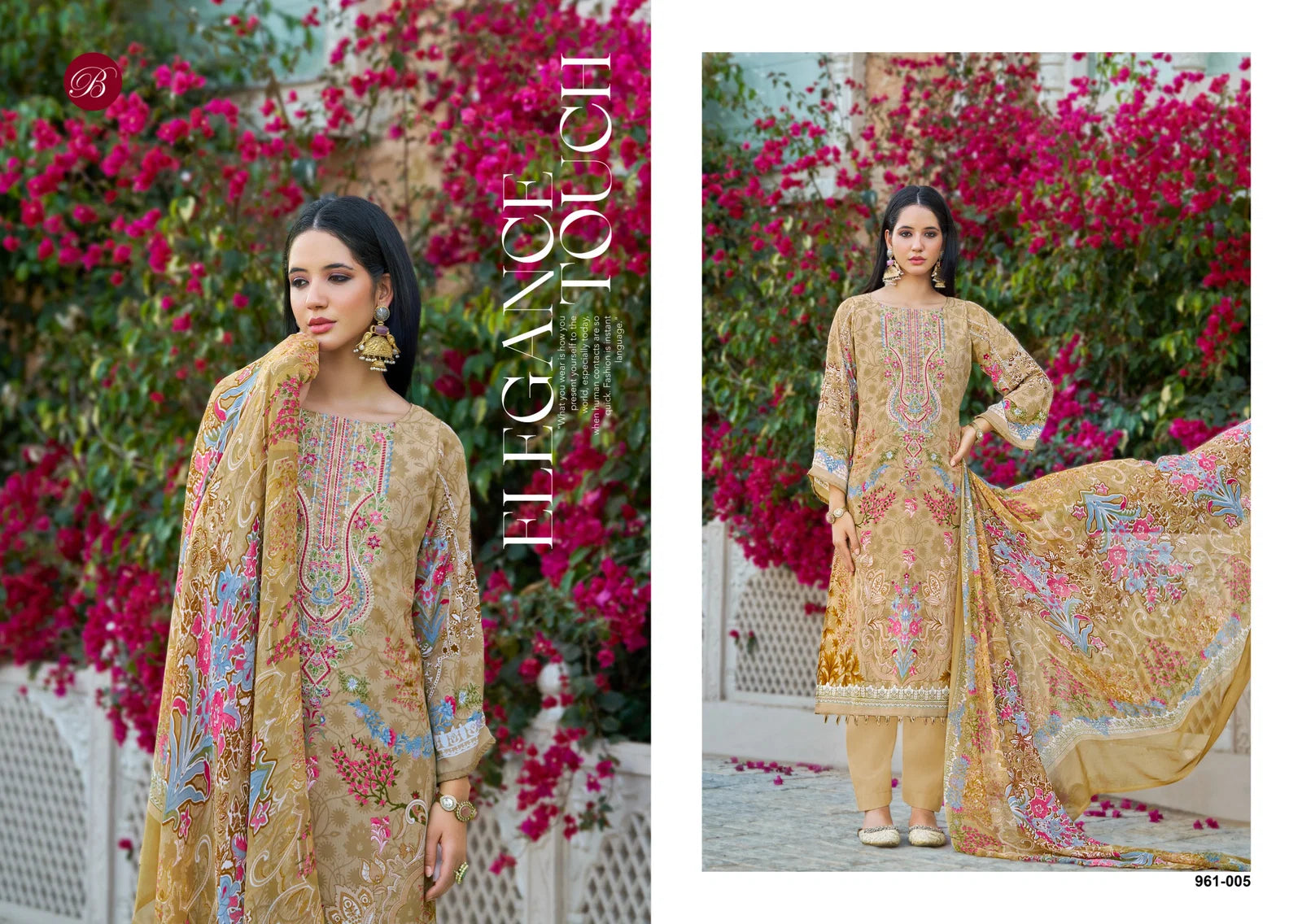 Belliza Gazal 961 Crepe With Self Embroidery Worked Dress Material Collection