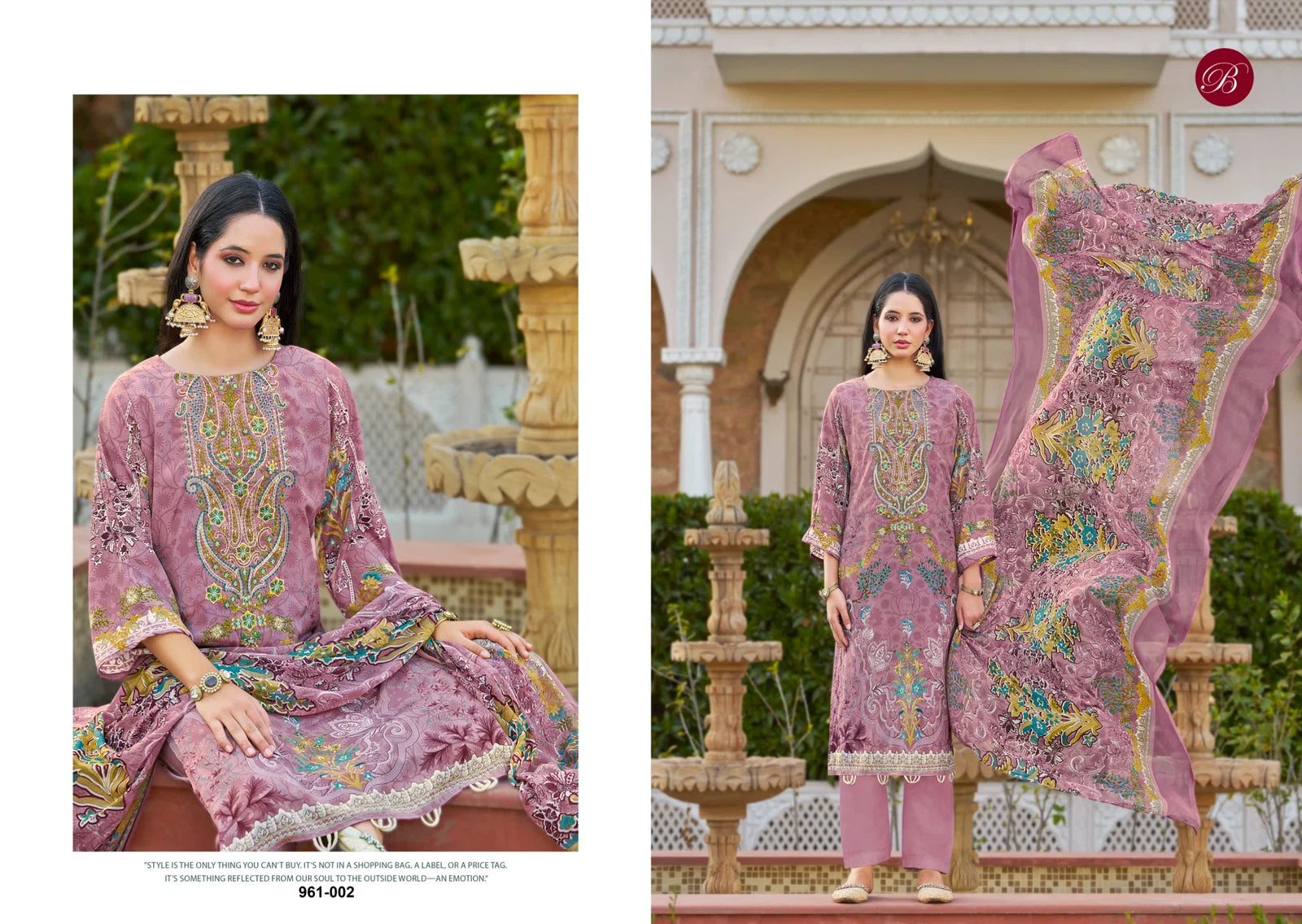 Belliza Gazal 961 Crepe With Self Embroidery Worked Dress Material Collection