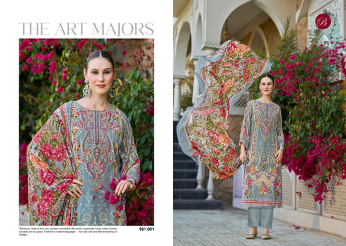 Belliza Gazal 961 Crepe With Self Embroidery Worked Dress Material Collection
