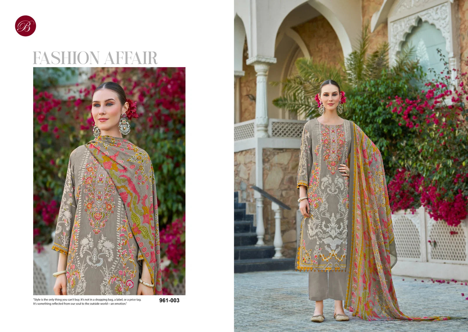 Belliza Gazal 961 Crepe With Self Embroidery Worked Dress Material Collection