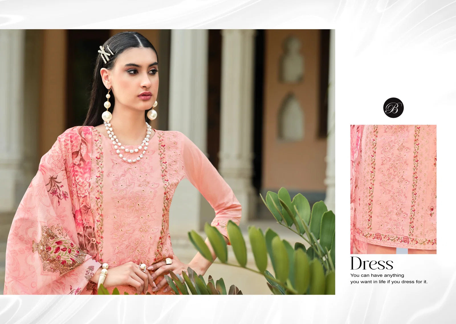 Belliza Jade Ombre Starlet Lawn Cotton With Embroidery Work Dress Material