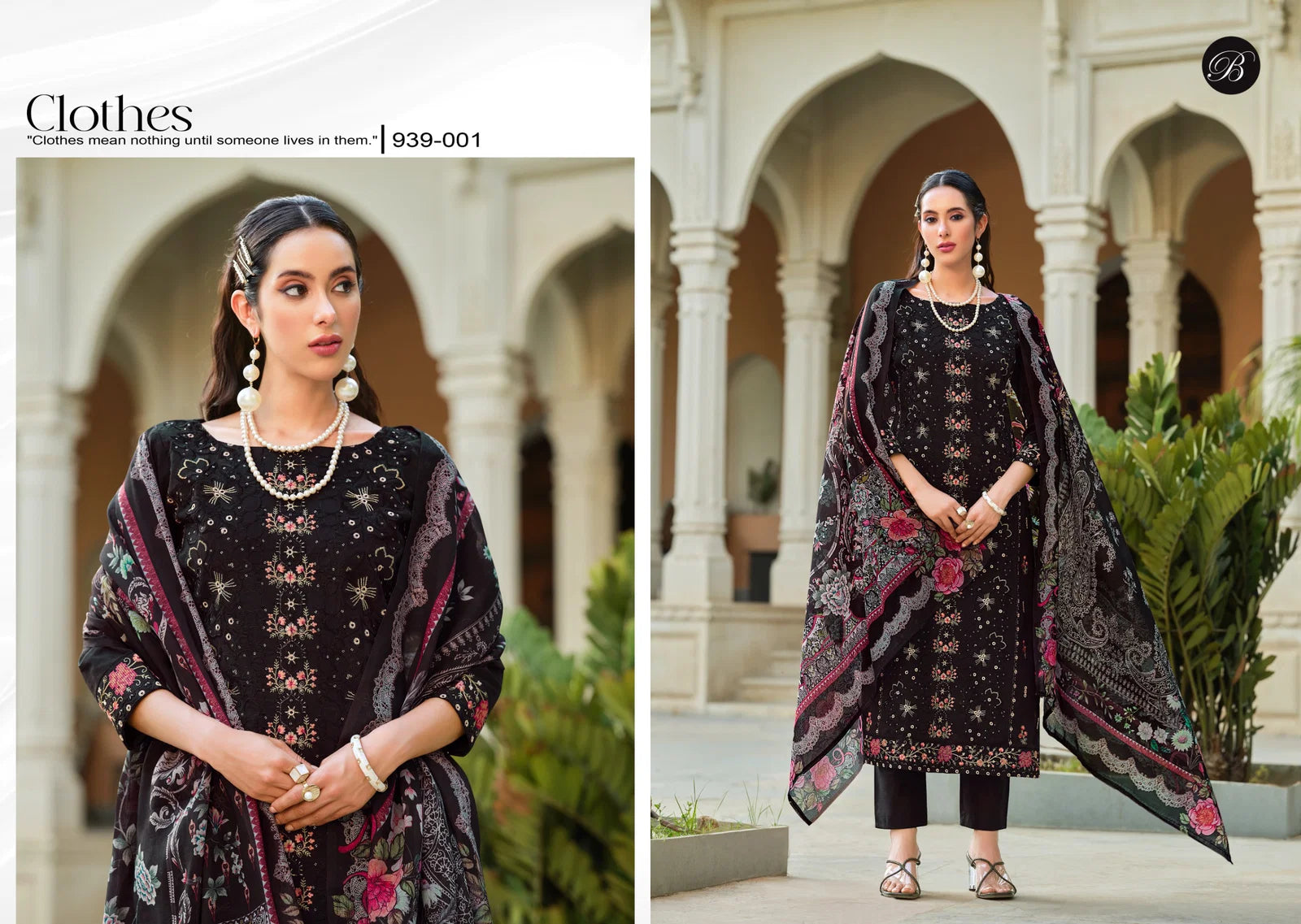 Belliza Jade Ombre Starlet Lawn Cotton With Embroidery Work Dress Material