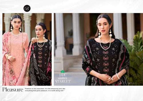 Belliza Jade Ombre Starlet Lawn Cotton With Embroidery Work Dress Material