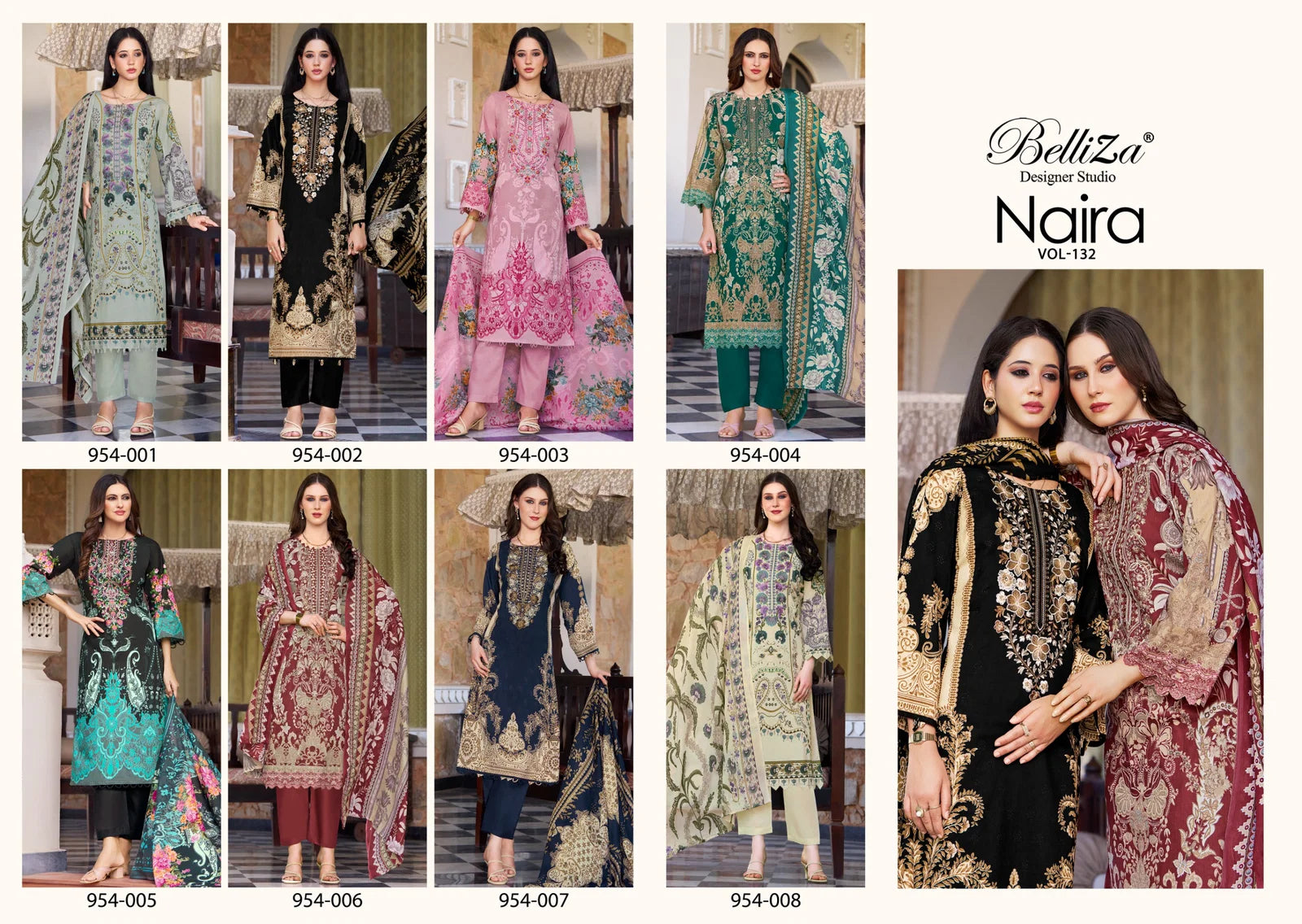 Belliza Naira Vol 132 Cotton Digital Print Embroidery Dress Material
