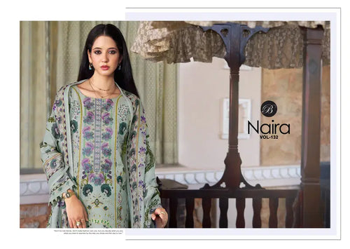 Belliza Naira Vol 132 Cotton Digital Print Embroidery Dress Material