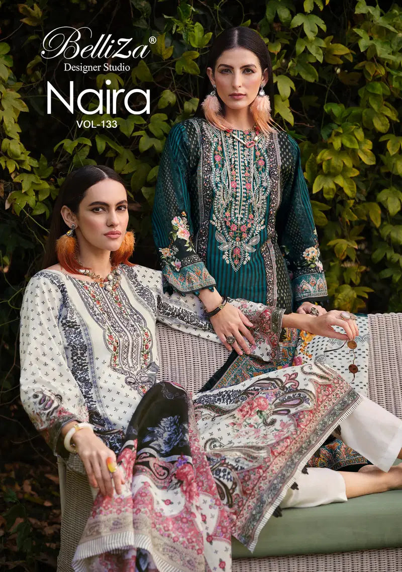 Belliza Naira Vol 133 Cotton Digital Prints Embrodiery Dress Material