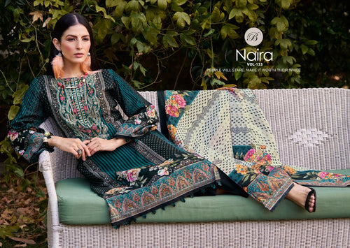 Belliza Naira Vol 133 Cotton Digital Prints Embrodiery Dress Material