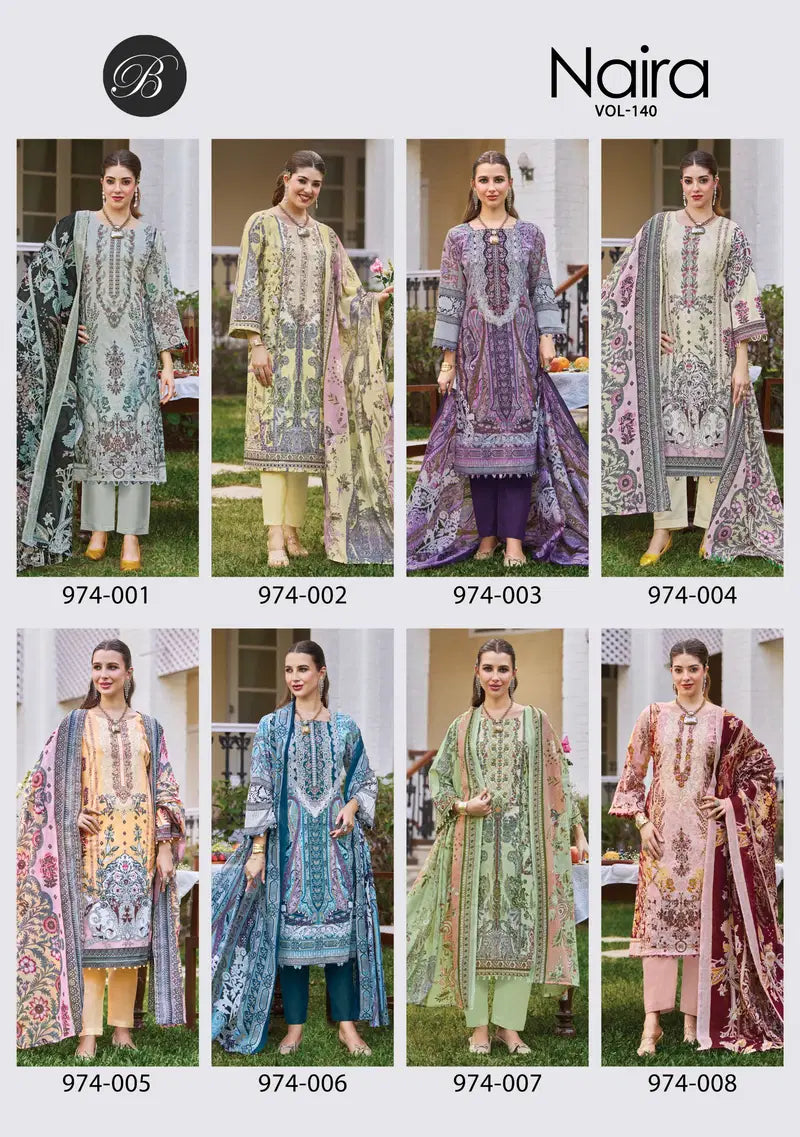 Belliza Naira Vol 140 Cotton With Self Embroidered Salwar Kameez Collection