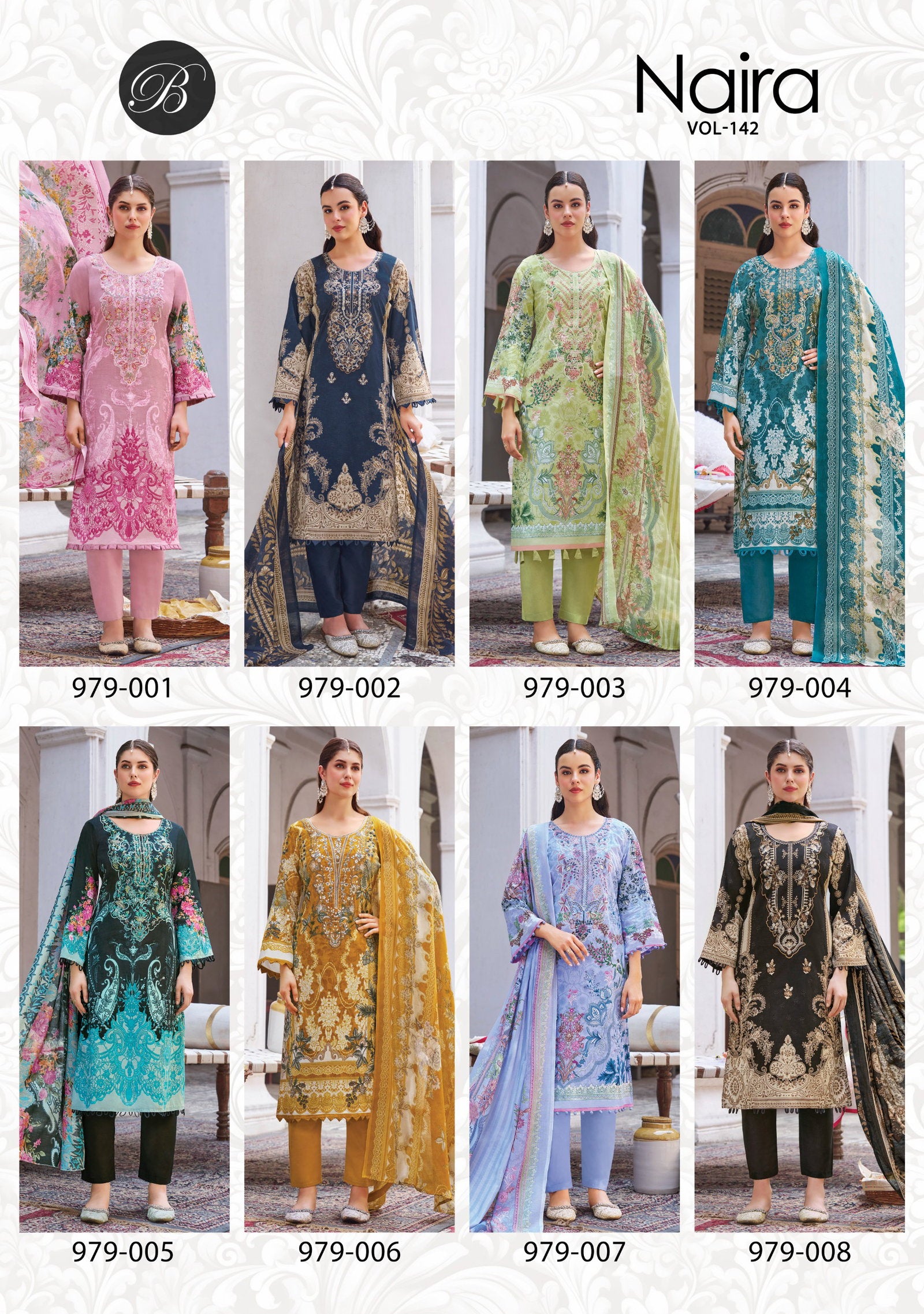 Belliza Naira Vol 142 Cotton With Self Embroidered Salwar Kameez Collection
