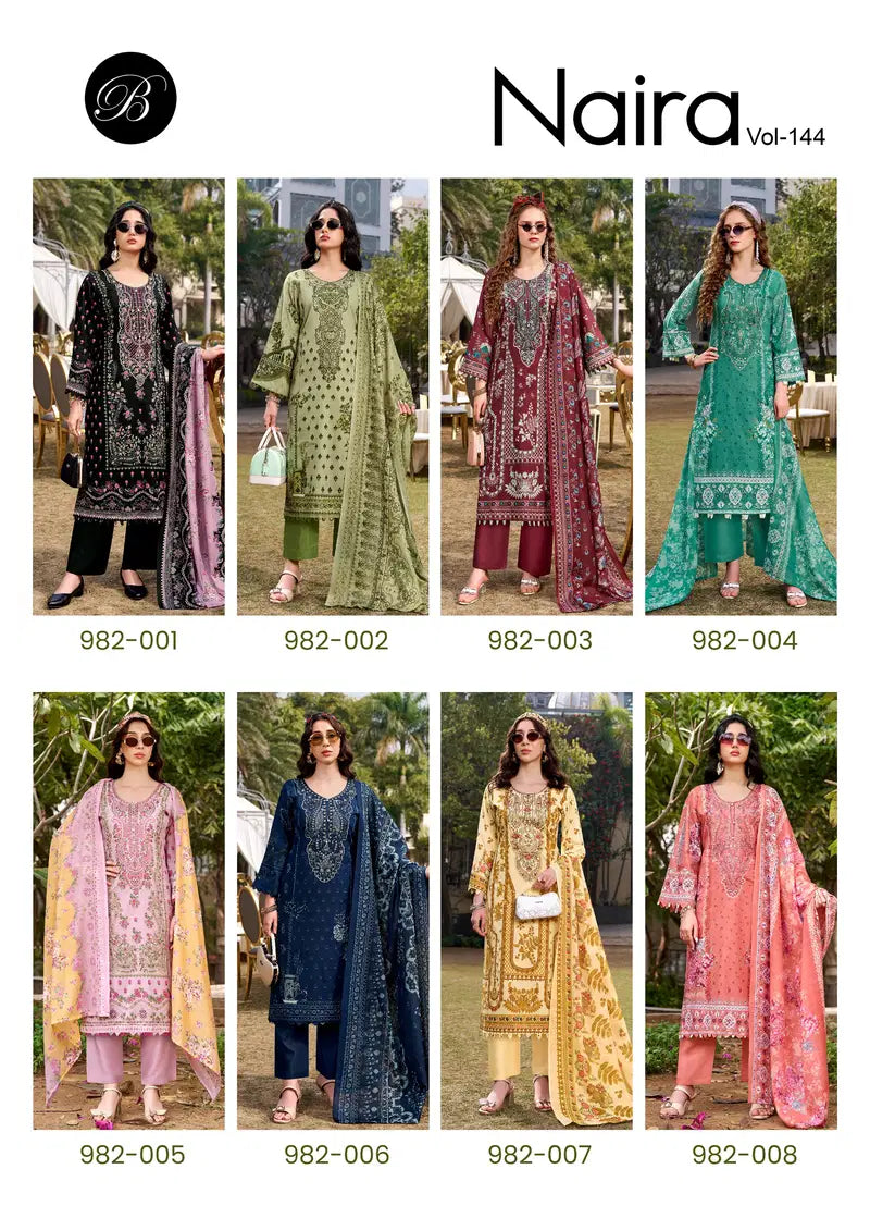 Belliza Naira Vol 144 Cotton Print With Embroidered Dress Material