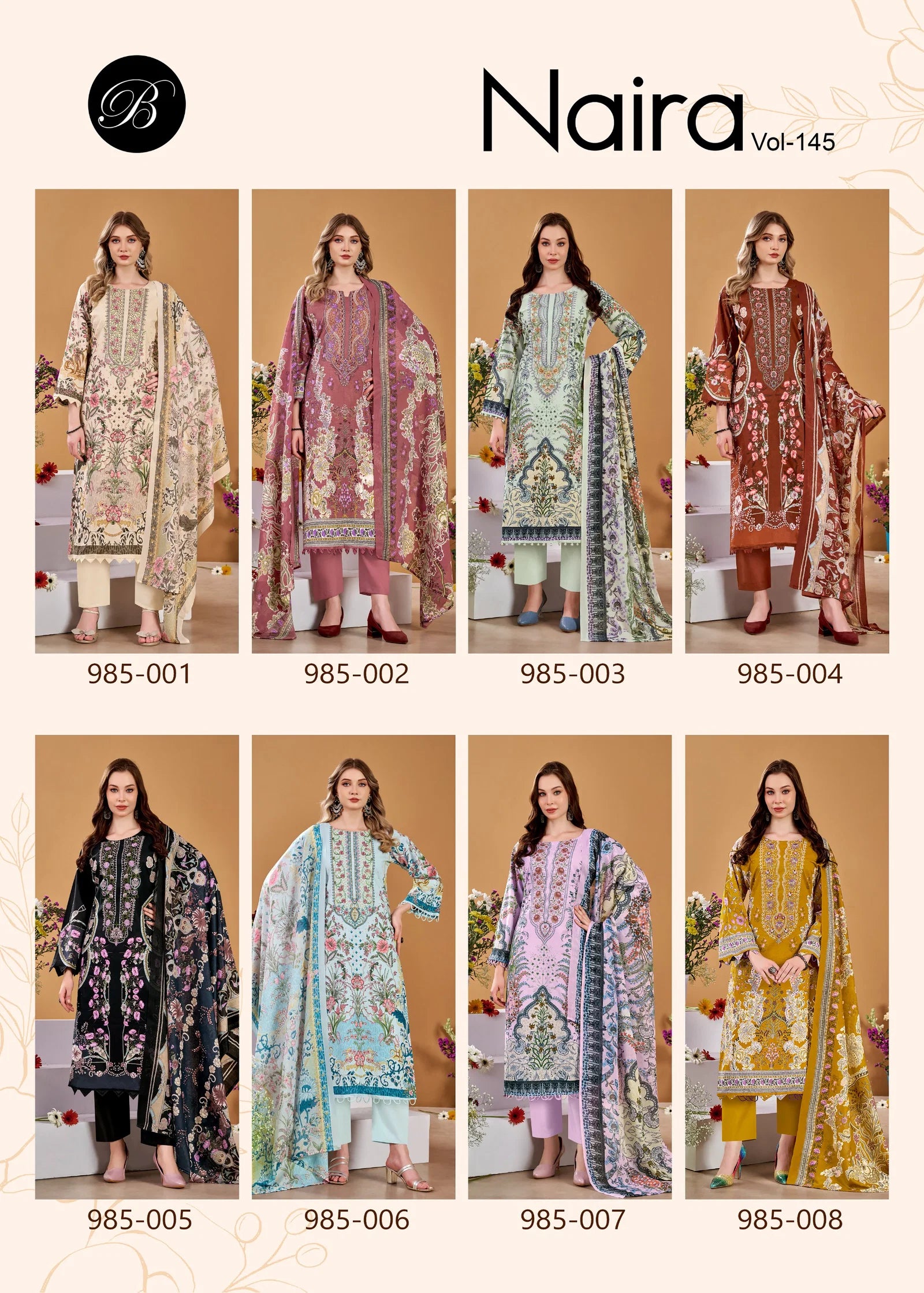 Belliza Naira Vol 145 Cotton Print With Embroidered Dress Material