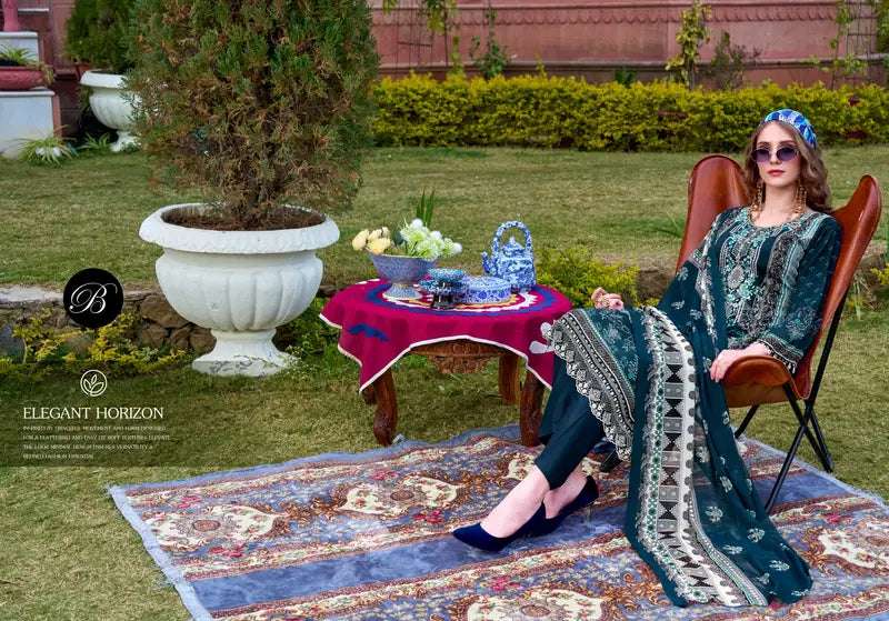 Belliza Rangreza Crepe With Embroidery Work Dress Material Collection