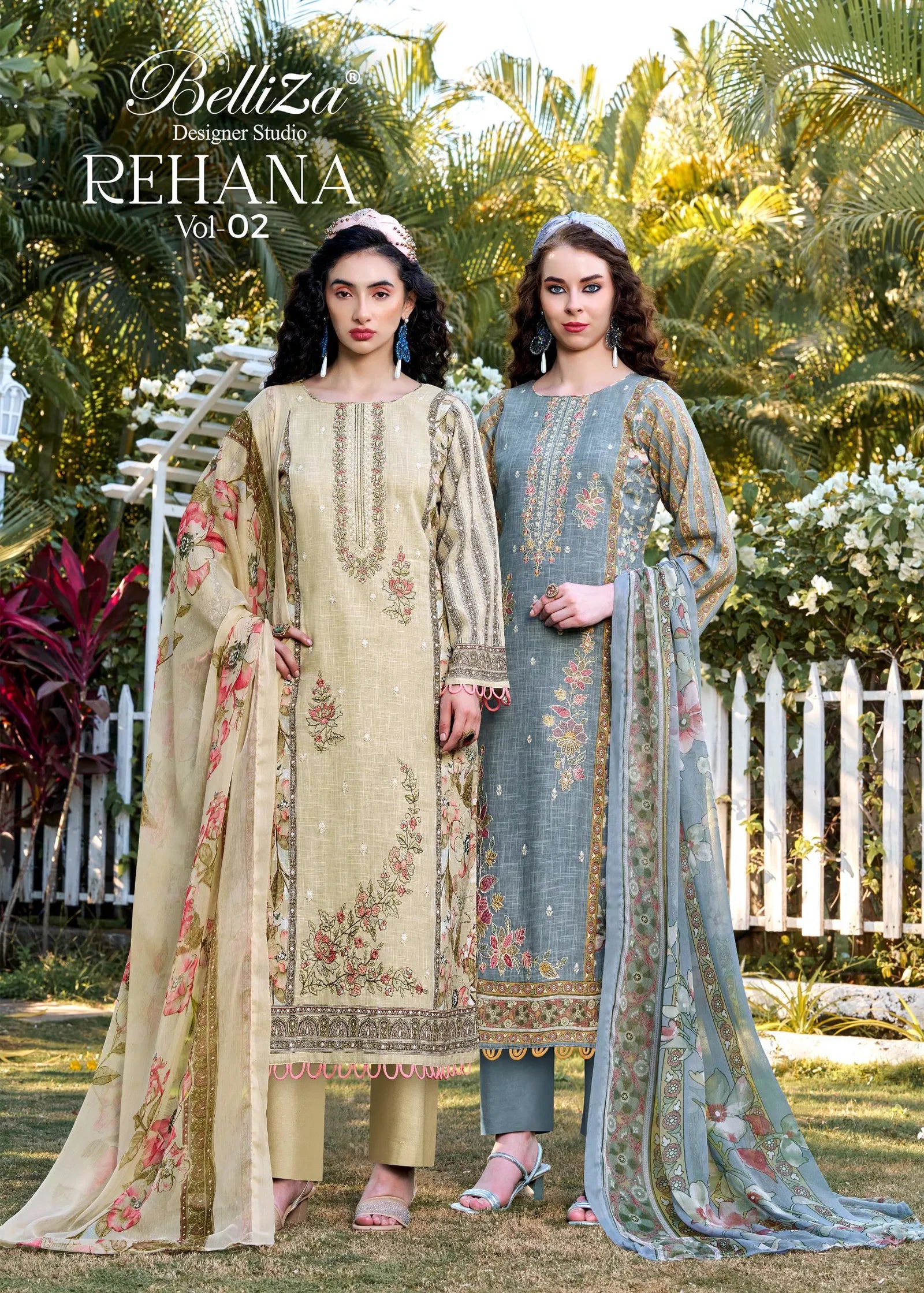 Belliza Rehana Vol 2 Cotton Linen Embroidered Dress Material