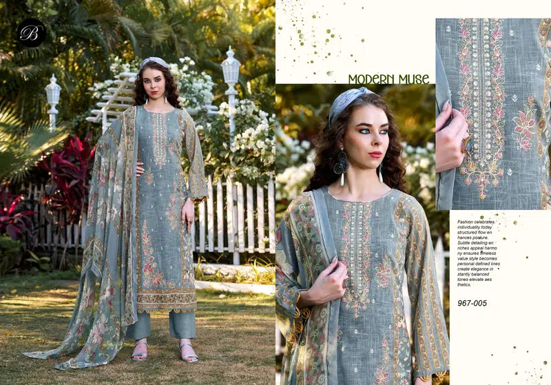 Belliza Rehana Vol 2 Cotton Linen Embroidered Dress Material