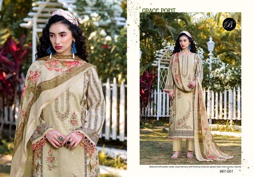 Belliza Rehana Vol 2 Cotton Linen Embroidered Dress Material
