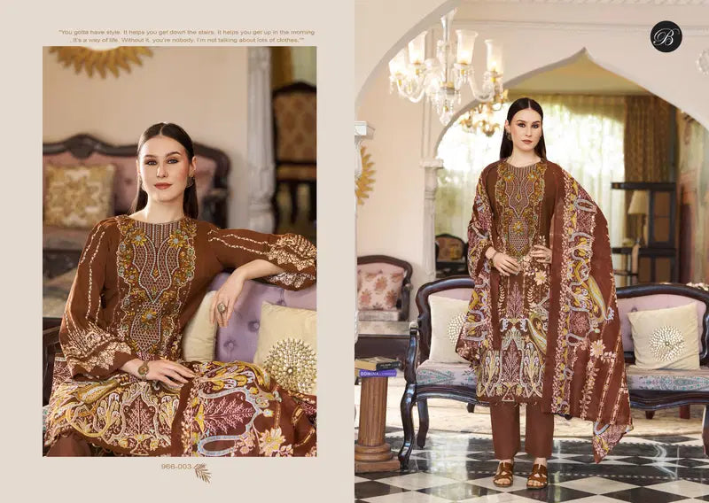 Belliza Riwayat Vol 16 Viscose Rayon Embroidered Dress Material Collection