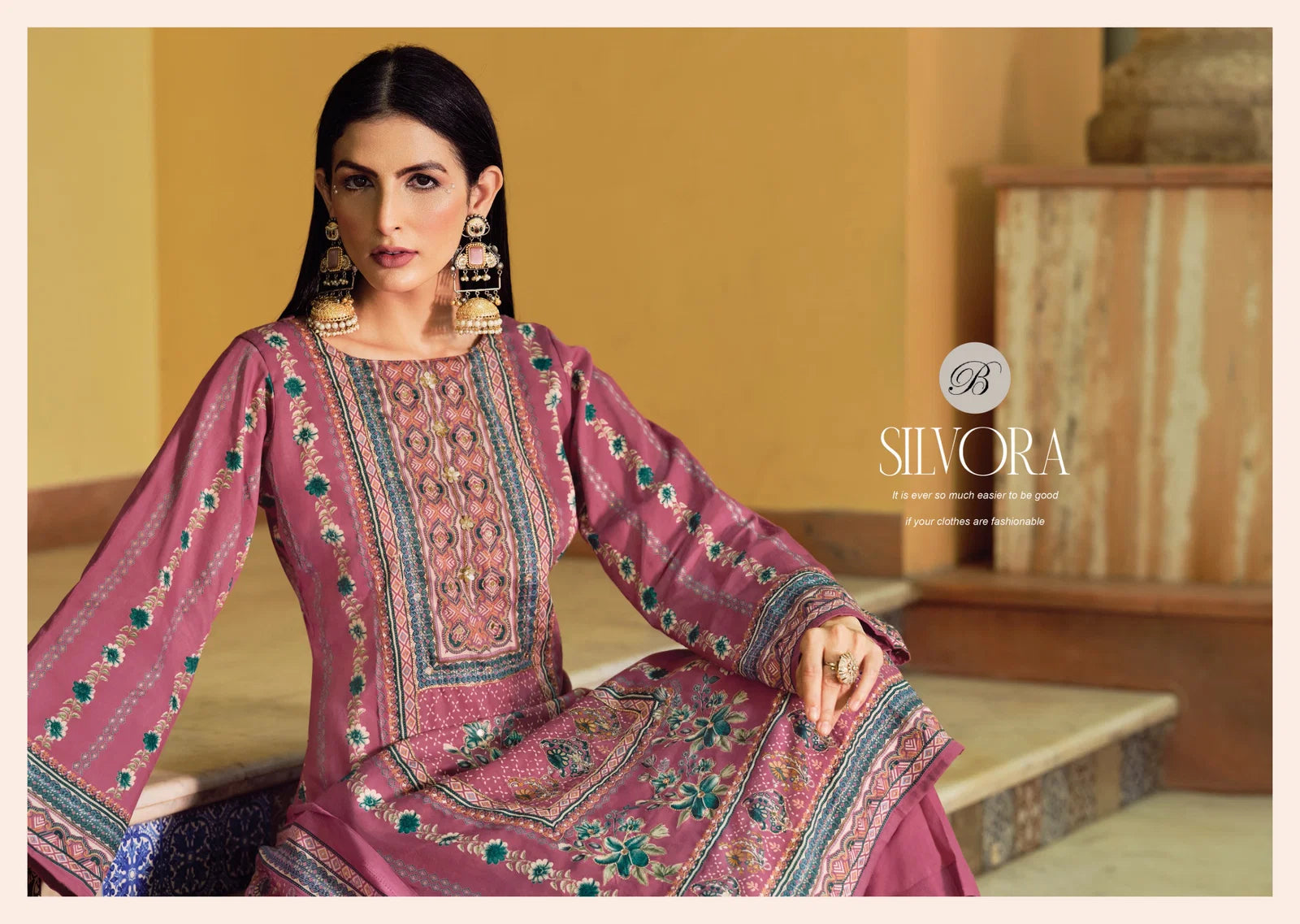 Belliza Silvora Jam Cotton Dischange Foil Print With Work Dress Material