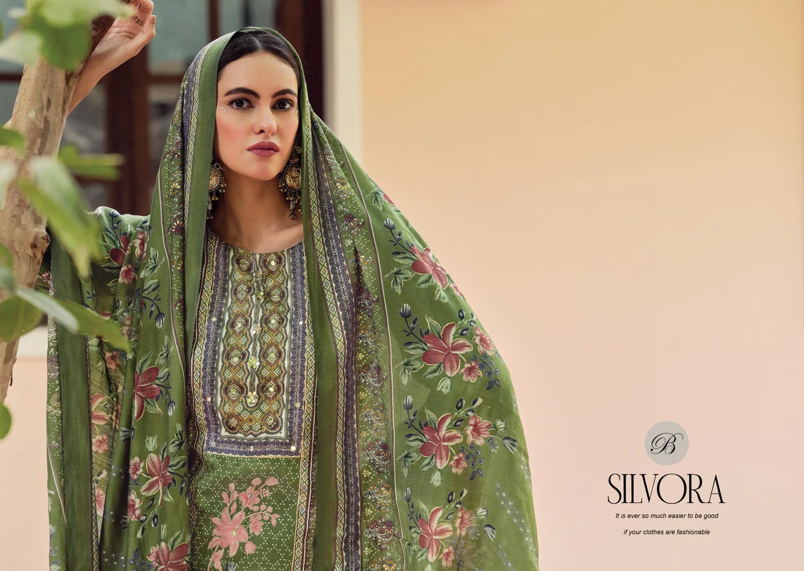 Belliza Silvora Jam Cotton Dischange Foil Print With Work Dress Material