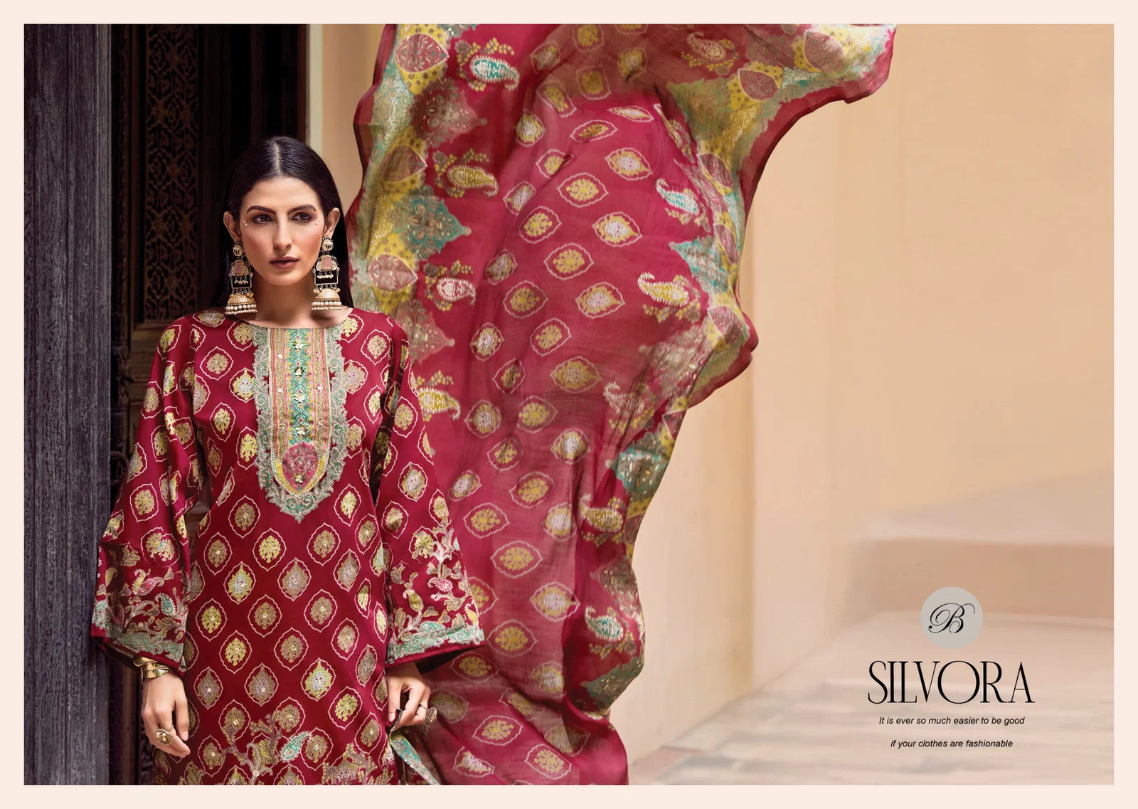 Belliza Silvora Jam Cotton Dischange Foil Print With Work Dress Material