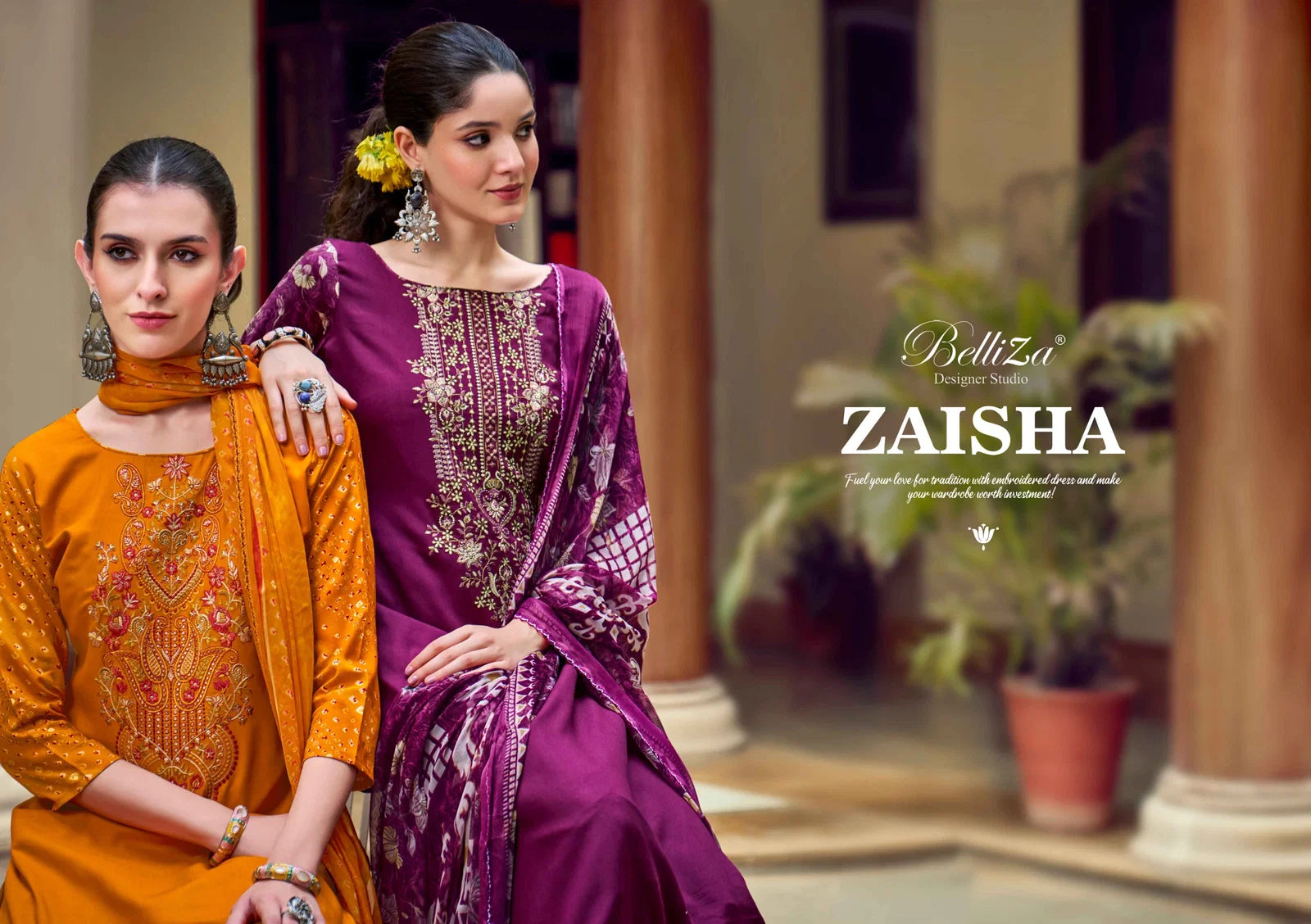 Belliza Zaisha Viscose Rayon Digital Print Embroidery Dress Material