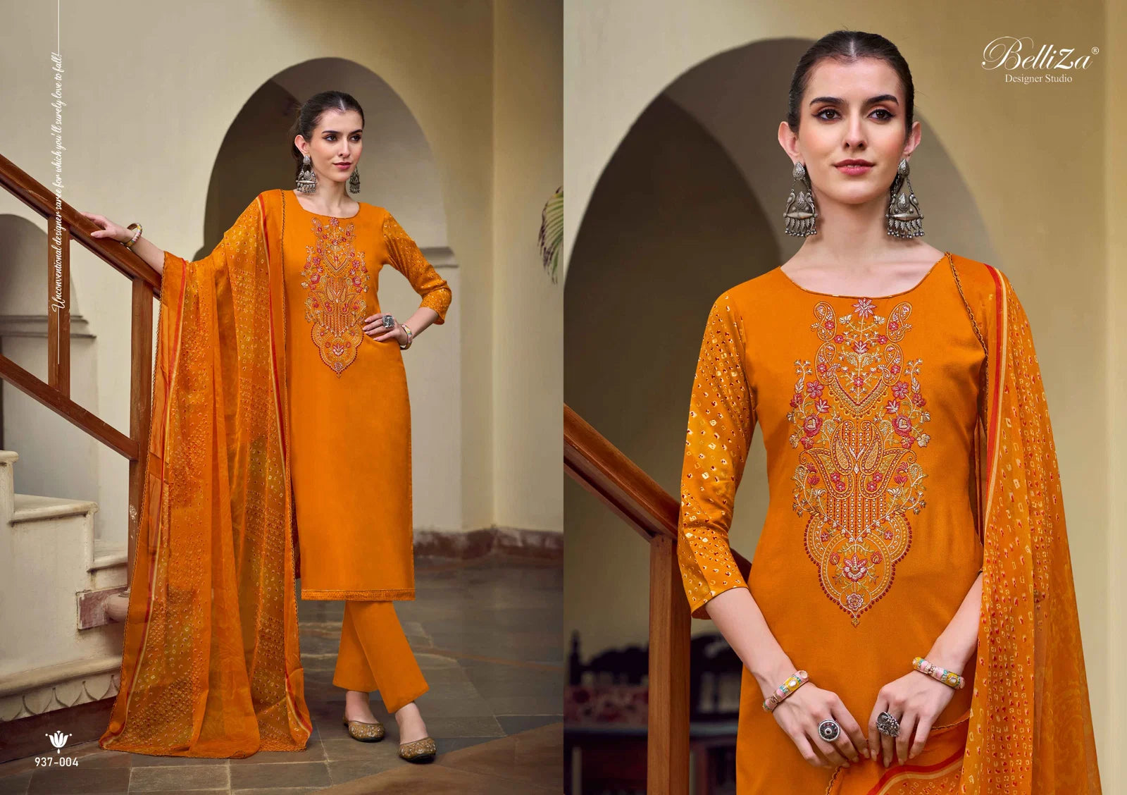 Belliza Zaisha Viscose Rayon Digital Print Embroidery Dress Material