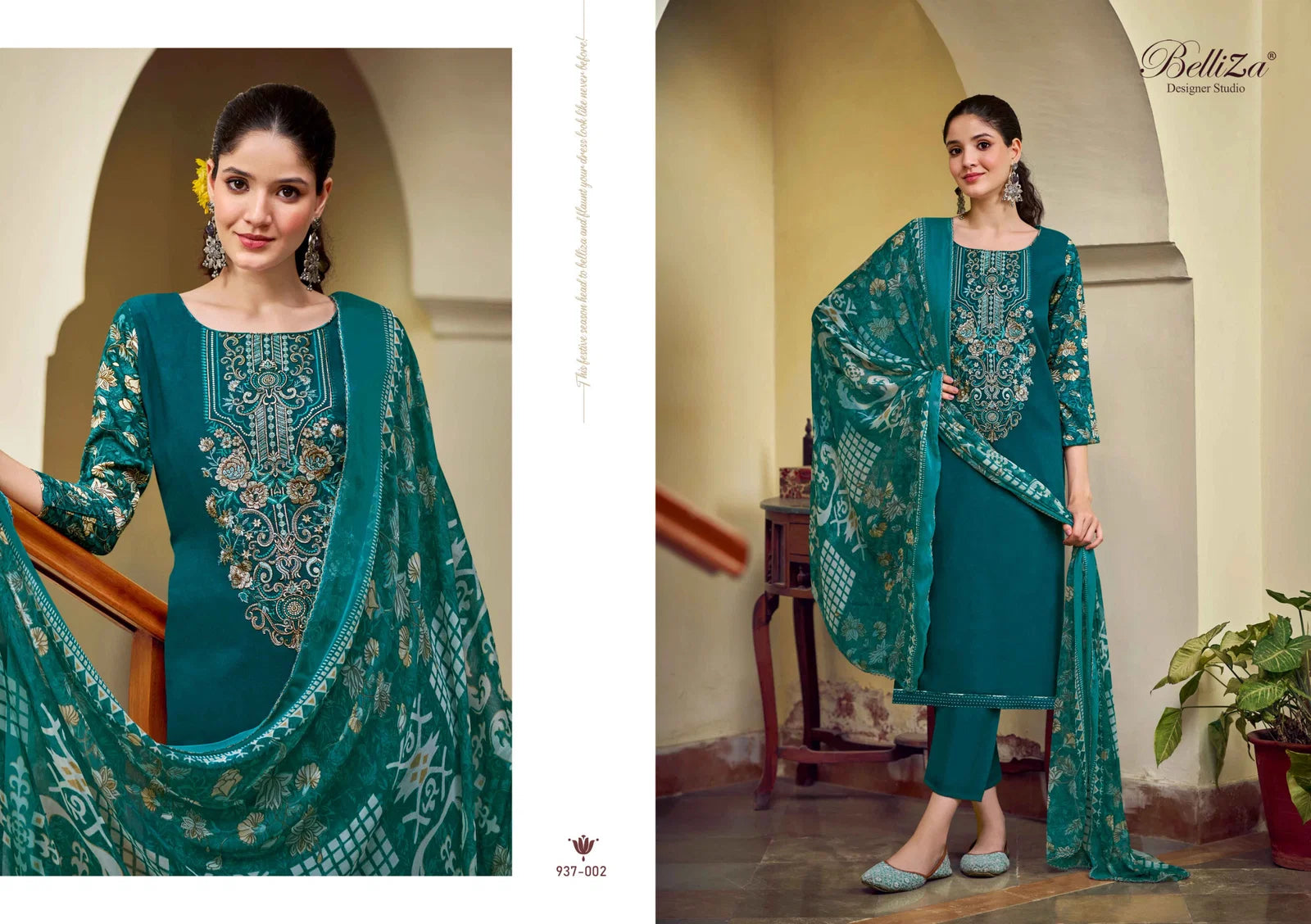 Belliza Zaisha Viscose Rayon Digital Print Embroidery Dress Material