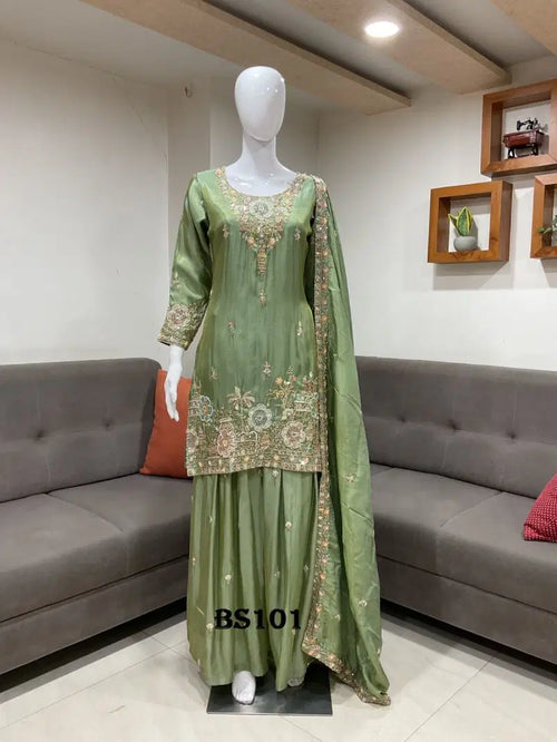 Beriston Bs 101 Tissue Silk Embroidered Salwar Kameez